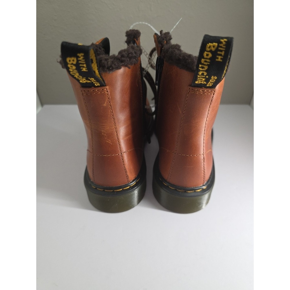 Dr. Martens 1460 Serena Unisex Kids Boots Sz 4 Brown Leather Faux Fur Lined - Picture 8 of 10